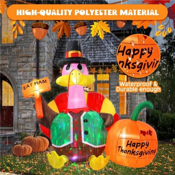Thanksgiving Inflatable Turkey Outdoor Decorations 6FT with...